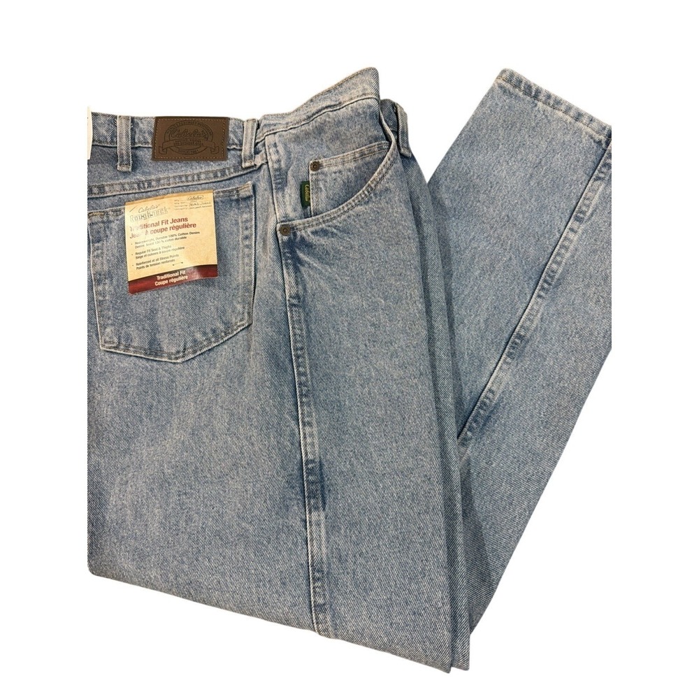 Cabelas Roughneck Men's Traditional Fit Jeans Light Wash Blue Cotton 38x29 NWT